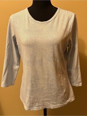 J. McLaughlin Light Blue Subtle Dot Long Sleeve Tee